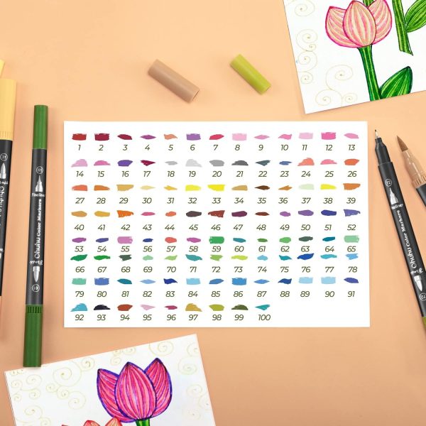 Ohuhu Water Based Dual Tip Brush & Fineliner Journal Pens 100 Colours Maui Series - Image 3