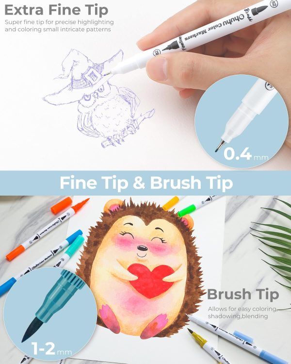 Ohuhu Water Based Dual Tip Brush & Fineliner Journal Pens 100 Colours Maui Series - Image 6