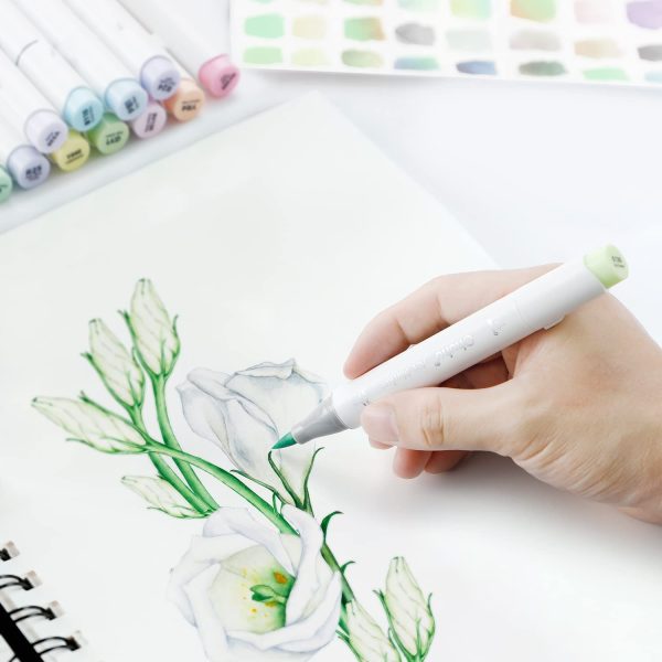 Ohuhu Alcohol Based Art Markers Dual Tip Brush and Chisel 48 Pastel Colours Blossoming Honolulu Series - Image 5