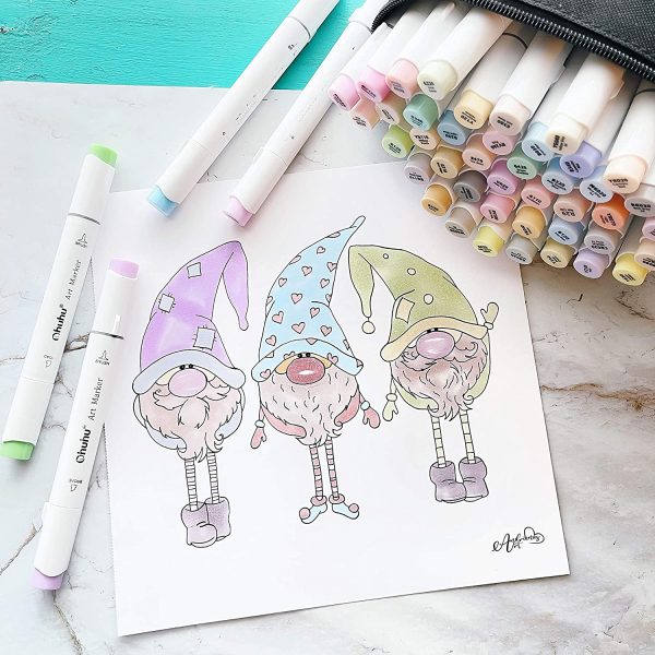 Ohuhu Alcohol Based Art Markers Dual Tip Brush & Fine 48 Pastel Colours Honolulu B Series - Image 2