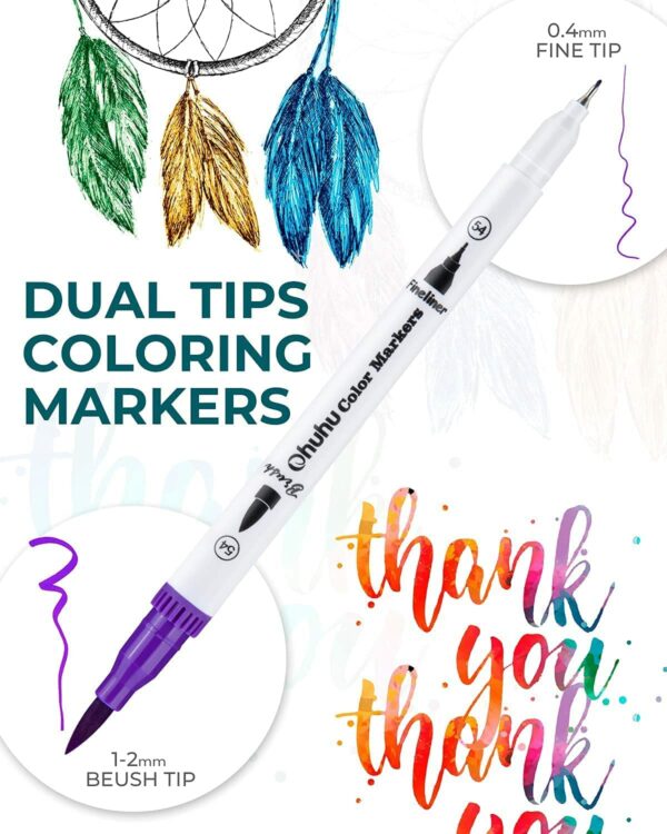Ohuhu Water Based Dual Tip Brush & Fineliner Journal Pens 100 Colours Maui Series - Image 8