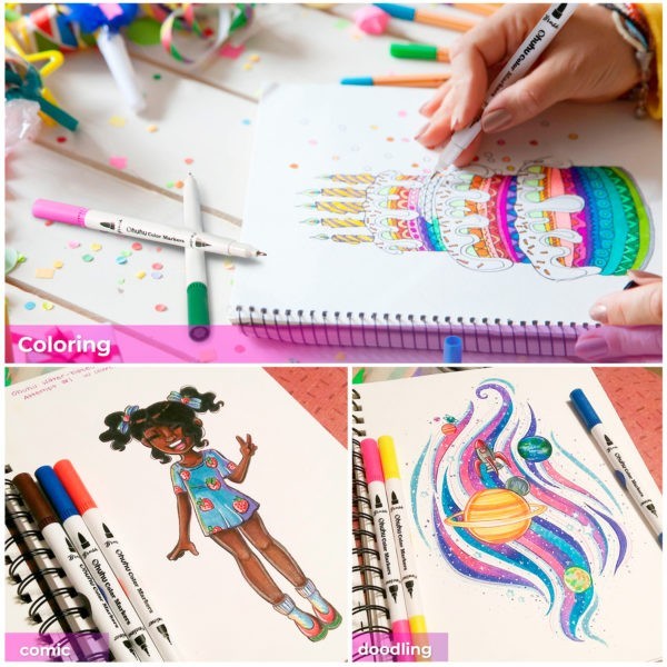 Ohuhu Water Based Dual Tip Brush & Fineliner Journal Pens 100 Colours Maui Series - Image 9