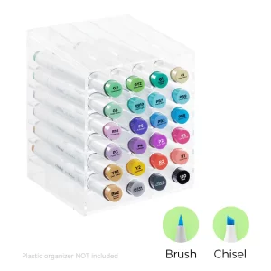 Ohuhu Alcohol Based Markers Dual Tip Brush & Chisel 24 Basic Colours + 1 Colourless Blender Included Honolulu Series