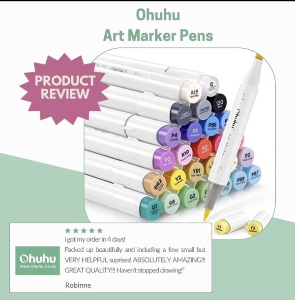 Ohuhu Alcohol Based Markers Dual Tip Brush & Chisel 24 Basic Colours + 1 Colourless Blender Included Honolulu Series - Image 7