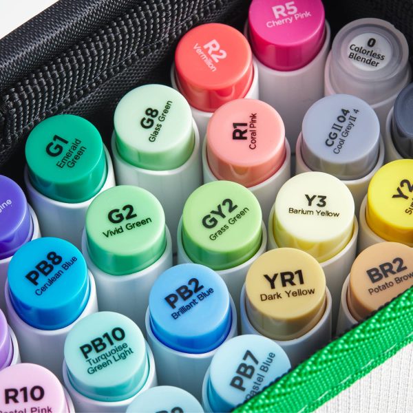 Ohuhu Alcohol Based Markers Dual Tip Brush & Chisel 24 Basic Colours + 1 Colourless Blender Included Honolulu Series - Image 8