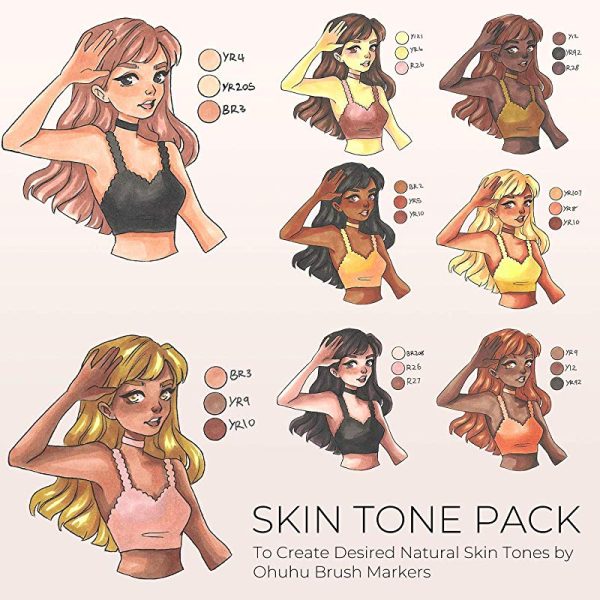 Ohuhu Alcohol Based Skin Tone Art Markers Dual Tip Brush & Fine 24 Colours + 1 Colourless Blender and Case Honolulu B Series - Image 8