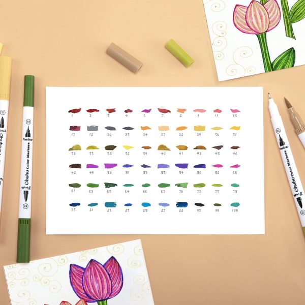 Ohuhu Waterbased Dual Tip Brush & Fineliner Journal Pens 60 Colours Maui Series - Image 3