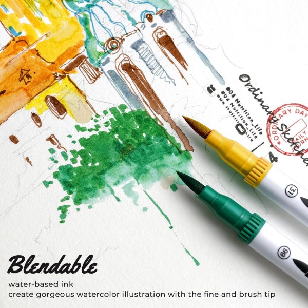 Ohuhu Water Based Dual Tip Brush & Fineliner Journal Pens 100 Colours Maui Series - Image 4