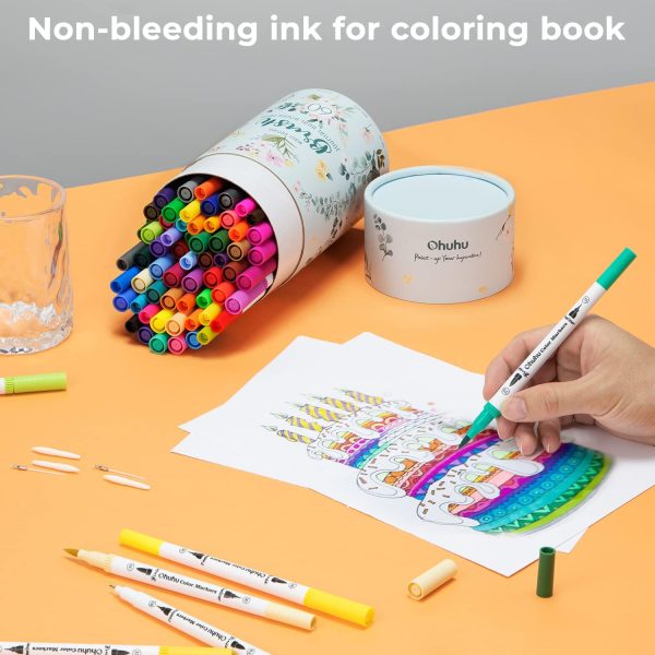 Ohuhu Waterbased Dual Tip Brush & Fineliner Journal Pens 60 Colours Maui Series - Image 6