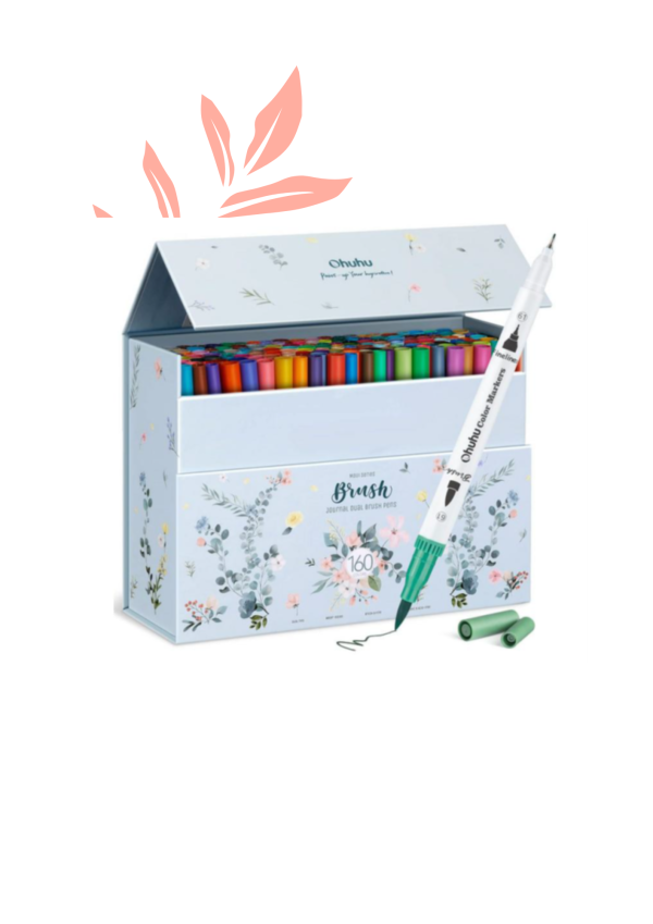 Ohuhu Water-based Dual Tip Fineliner & Brush Drawing Art Pens for Adults Kids 160 Colours Maui Series