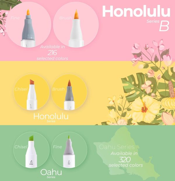 Ohuhu Alcohol Based Markers Dual Tip Fine & Chisel 80 Vibrant Colours + 1 Colourless Blender and Case Oahu Series - Image 6