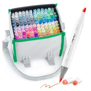 Ohuhu Alcohol Based Art Markers Dual Tip Brush & Chisel 120 Beautiful Colours Honolulu Series One Clourless Blender Included