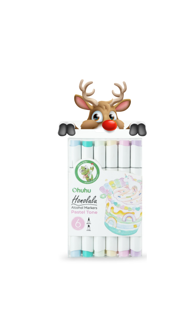 Ohuhu Alcohol Based Art Markers Honolulu Series Dual Tip Brush & Chisel 6 Pastel Colours