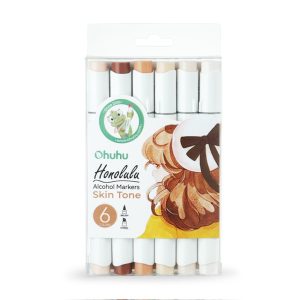 Ohuhu Alcohol Based Art Markers Honolulu Series Dual Tip Brush & Chisel 6 Skin Tone Colours