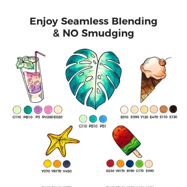 Ohuhu Alcohol Based Art Markers Honolulu Series Dual Tip Brush & Chisel 6 Pastel Colours - Image 4