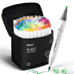 Ohuhu Alcohol Based Art Markers Dual Tip Brush & Fine 72 Colours Honolulu B Series