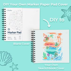 Ohuhu Bleed Proof Marker Pad Sketchbook 60 Sheets 225mm x 210mm